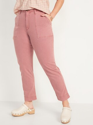 High-Waisted Straight Canvas Workwear Pants for Women | Old Navy (US)