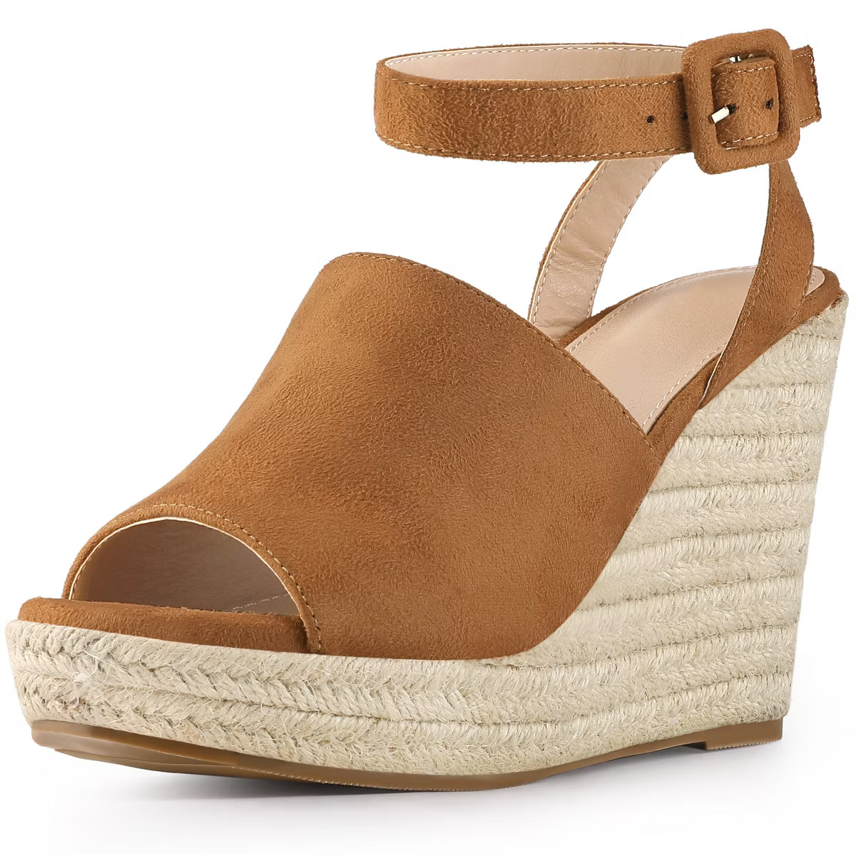 Allegra K Women's Slingback Open Toe Buckle Espadrille Wedge Heel Sandals Brown 10 | Target