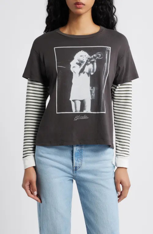Daydreamer Blondie Debbie Trumpet Photo Cotton Graphic T-Shirt in Washed Black at Nordstrom, Size Small | Nordstrom