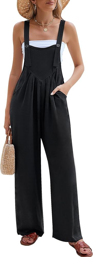 BMJL Womens Black One Piece Black Jumpsuits Loose Sleeveless Wide Leg Casual Overalls Summer Cute... | Amazon (US)
