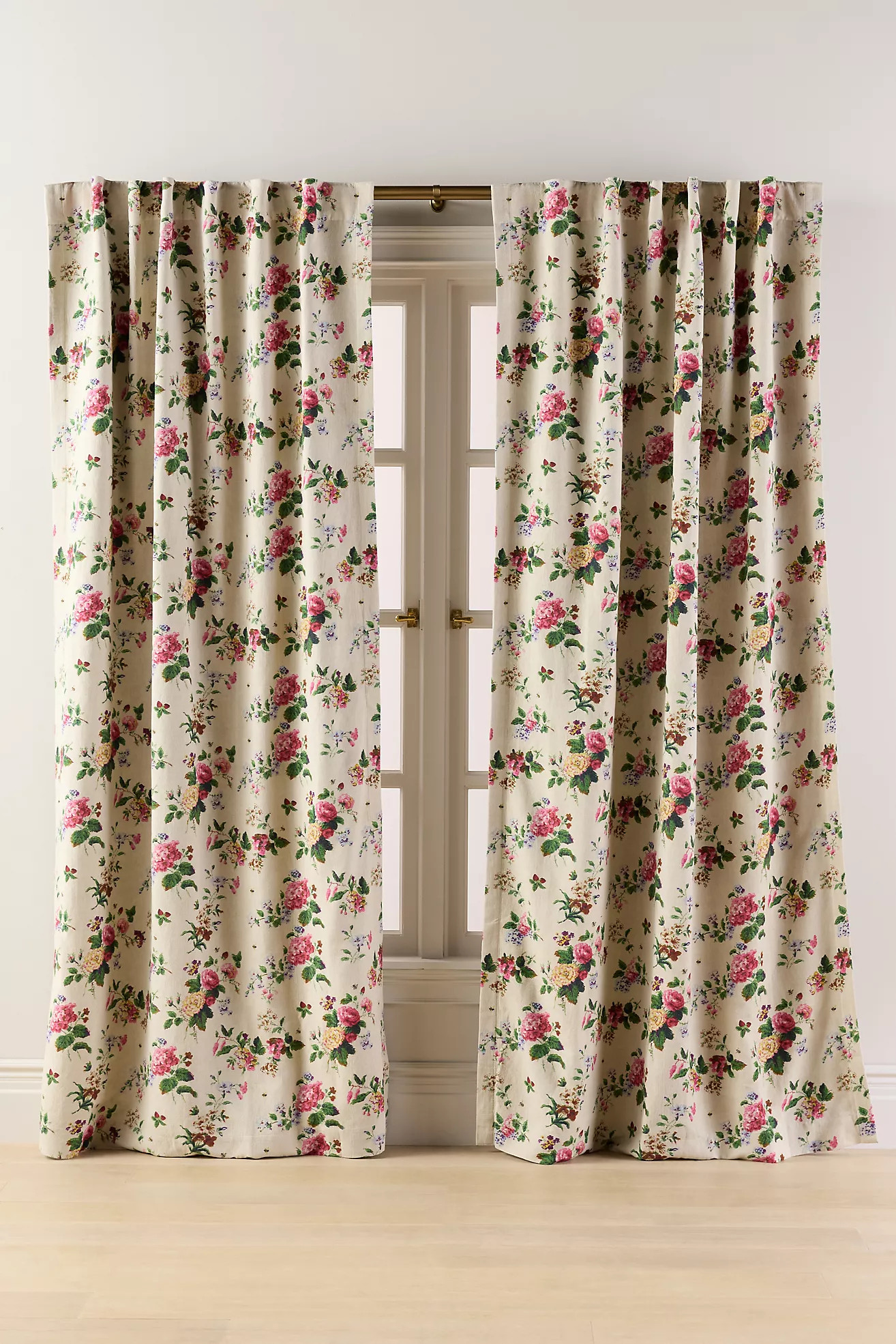 Camille Cotton Linen Floral Blackout Curtain | Anthropologie (US)