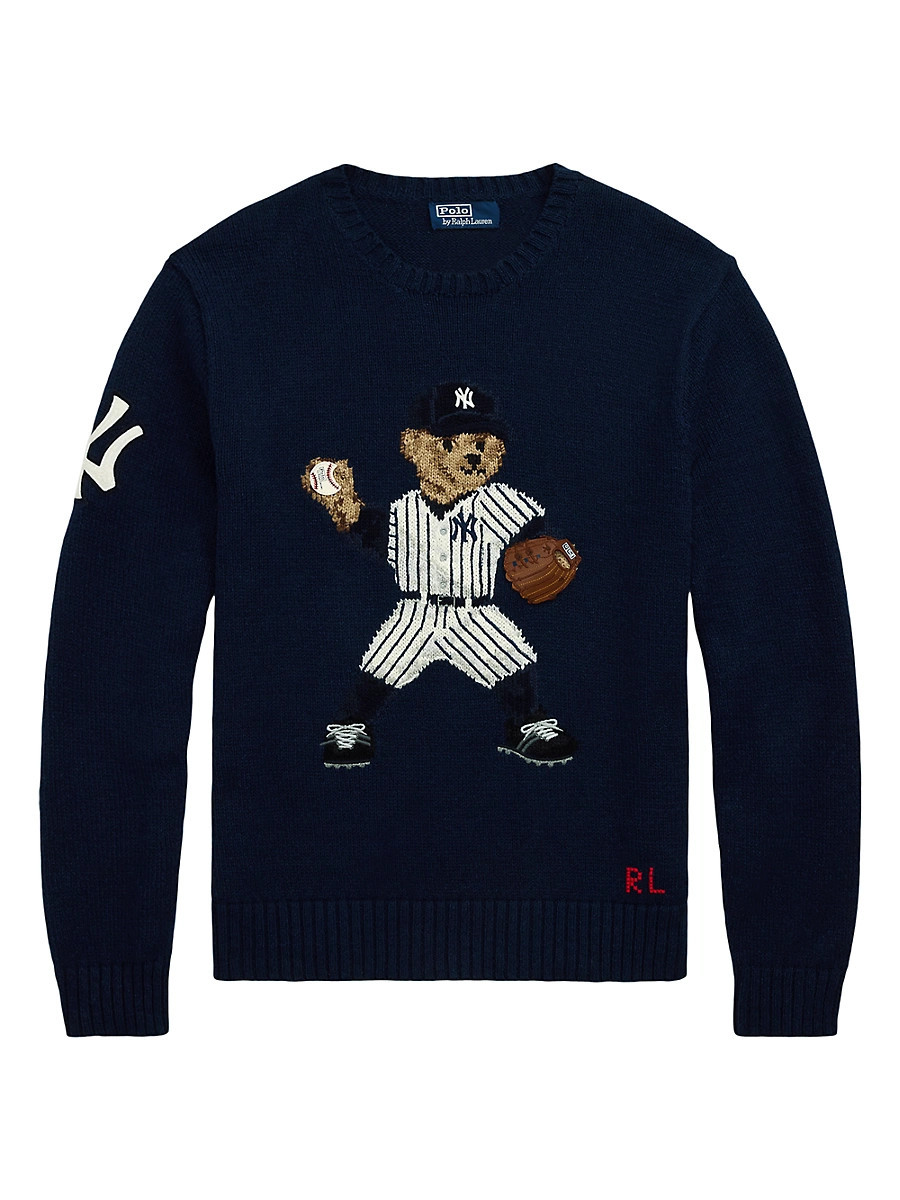 Men's Yankees Bear Linen-Cotton Sweater - Aviator Navy - Size Large | Saks Fifth Avenue