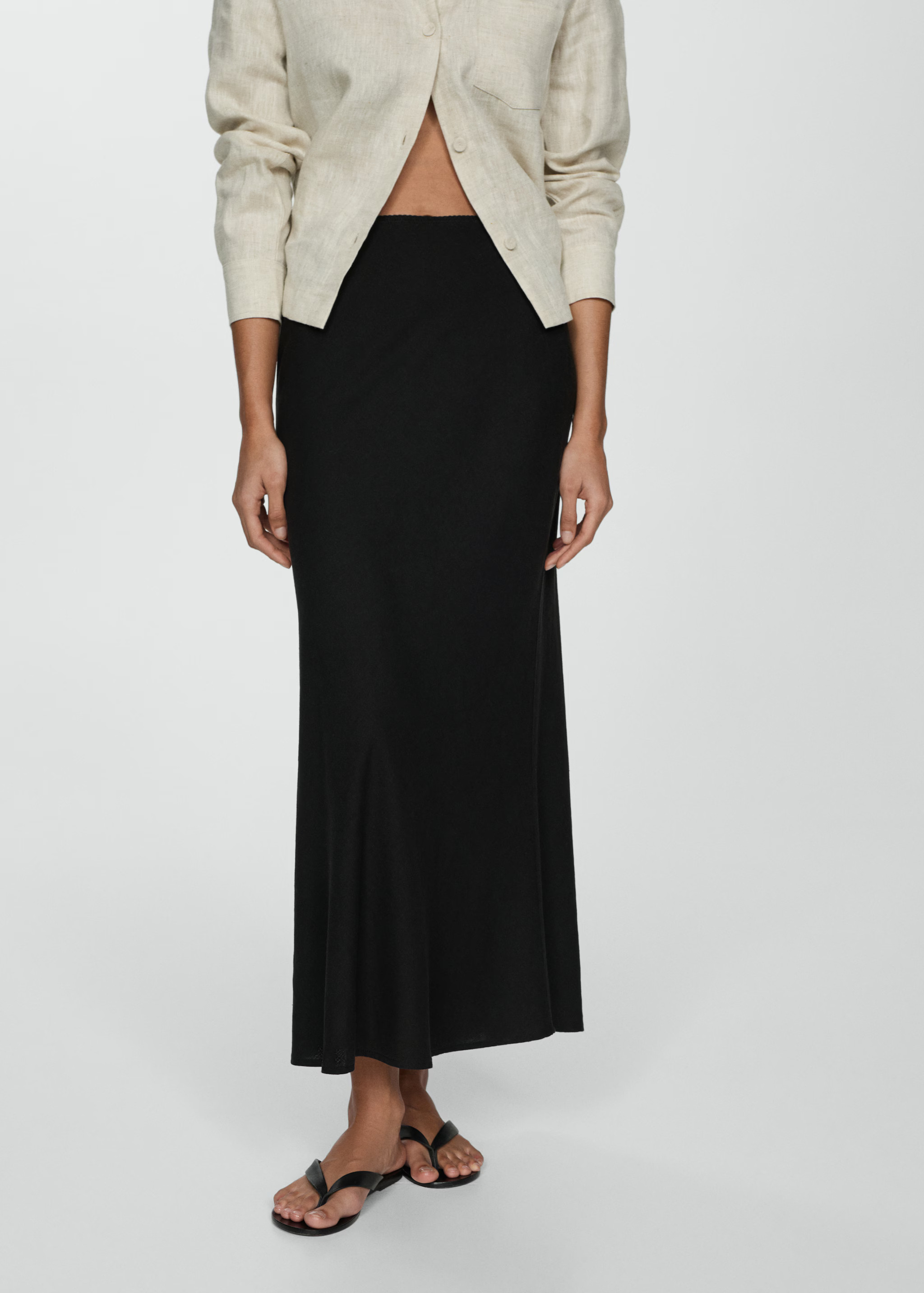 Long linen skirt | MANGO (US)