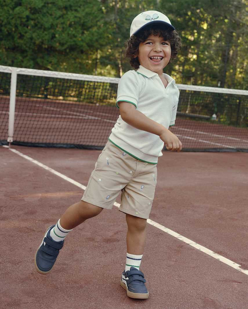 Gymboree | Boys | Embroidered Sports Chino Shorts - Club House in Brown | Size 18-24 M | 100% Cotton | Gymboree