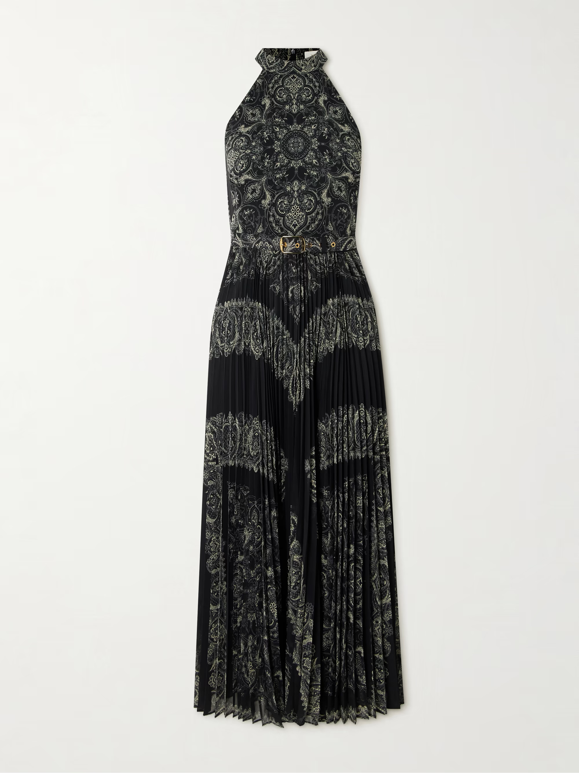 Sunray belted pleated paisley-print recycled georgette midi dress | NET-A-PORTER (UK & EU)