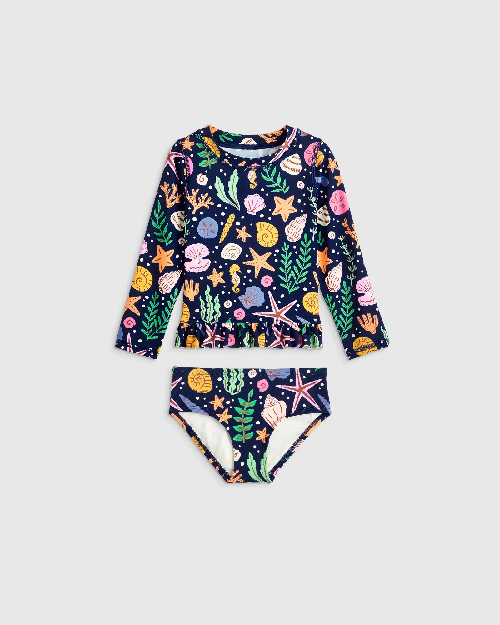 Long Sleeve Ruffle Rash Guard Two-Piece Swimsuit | Quince