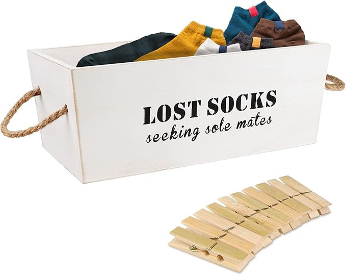 Lost Socks Basket Lost Socks Sign, Wooden Missing Socks Decor, Lost Socks Sign With Basket (White... | Amazon (US)