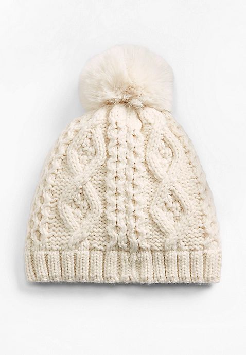 Girls Cable Knit Pom Beanie | Maurices