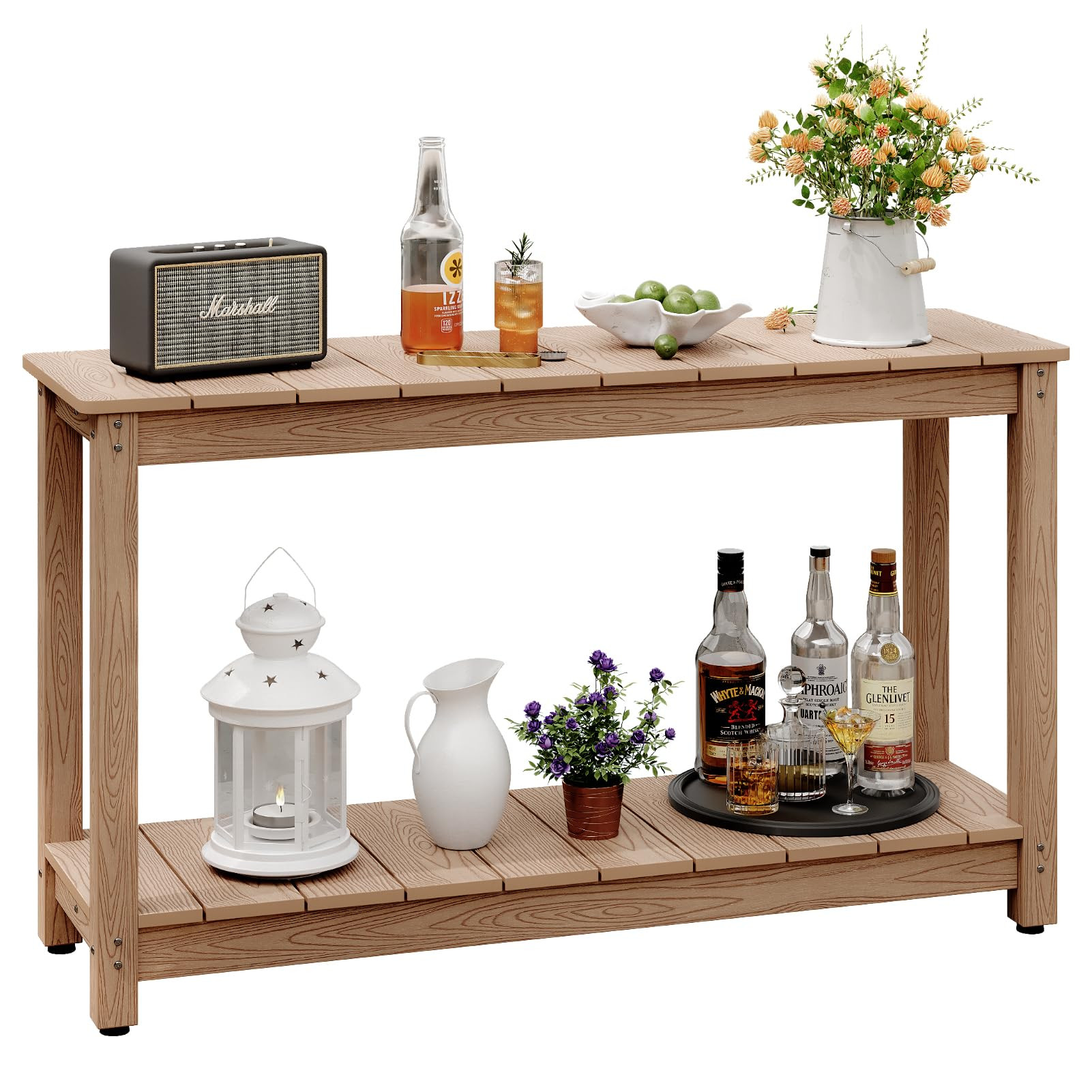 Outdoor Console Table, 48" Weather Resistant HIPS Patio Side Table, 440LBS Weight Capacity, 2-Tie... | Amazon (US)
