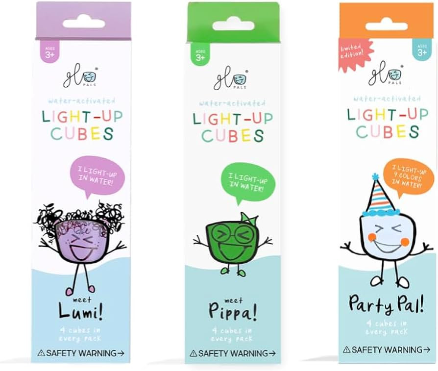 Glo Pals Water-Activated Light-Up Cubes Bundle for Sensory Play (Magical Mystery – Purple, Gree... | Amazon (US)