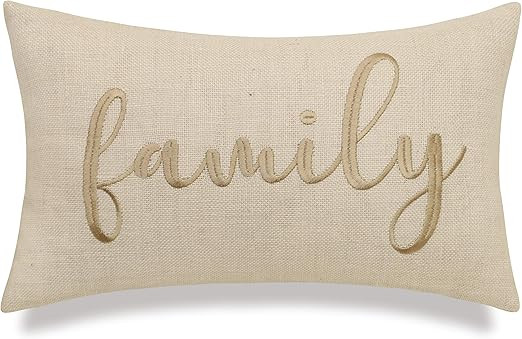 DecorHouzz Burlap Rustic Home Sweet Home Embroidered Decorative Lumbar Pillow Cover for Housewarm... | Amazon (US)