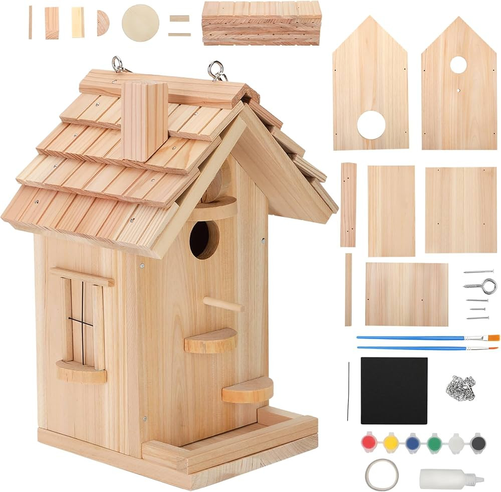 DIY Bird House Kits for Adults & Kids, Build Your Own Birdhouse Kit with Premium Cedar Logs, Bird... | Amazon (US)
