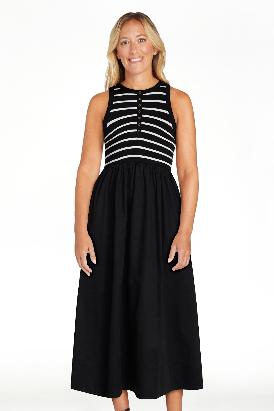Time and Tru Women's Sleeveless Henley Midi Dress, Sizes XS-XXXL | Walmart (US)