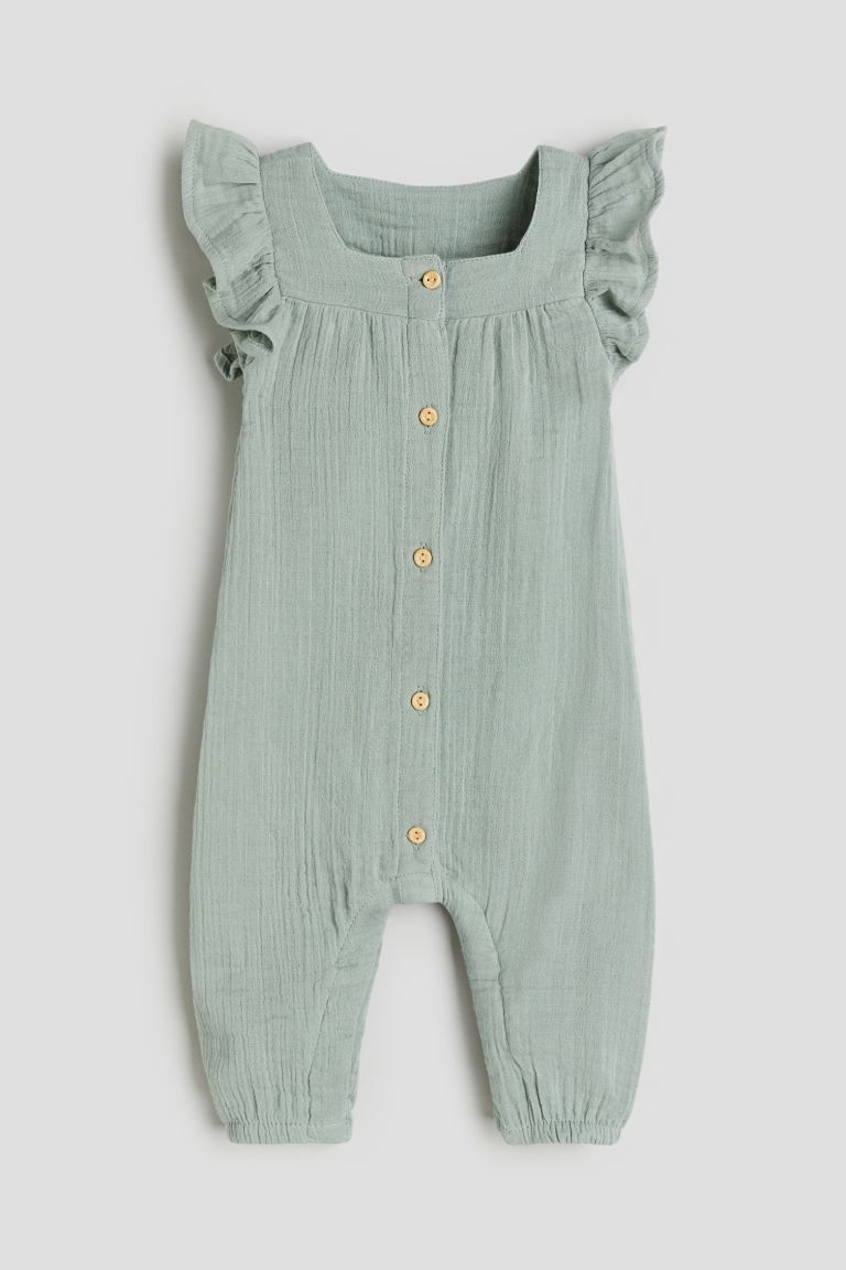 Ruffle-trimmed Muslin Romper Suit | H&M (US + CA)