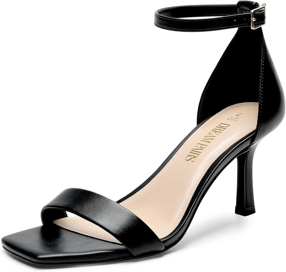 Amazon.com | DREAM PAIRS Women's High Stilettos Open Square Toe Ankle Strap Heels Sexy Fashion Co... | Amazon (US)
