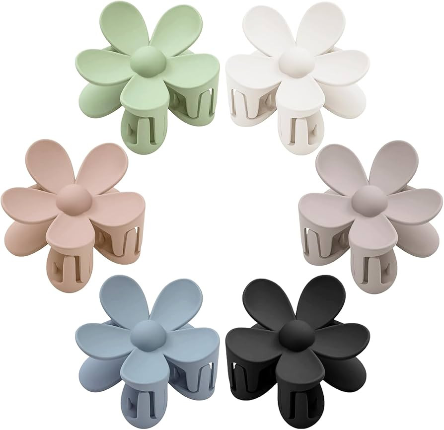 Flower Hair Clips 6 PCS Flower Claw Clips Daisy Clips for Women Matte Large Claw Clips Strong Hol... | Amazon (US)