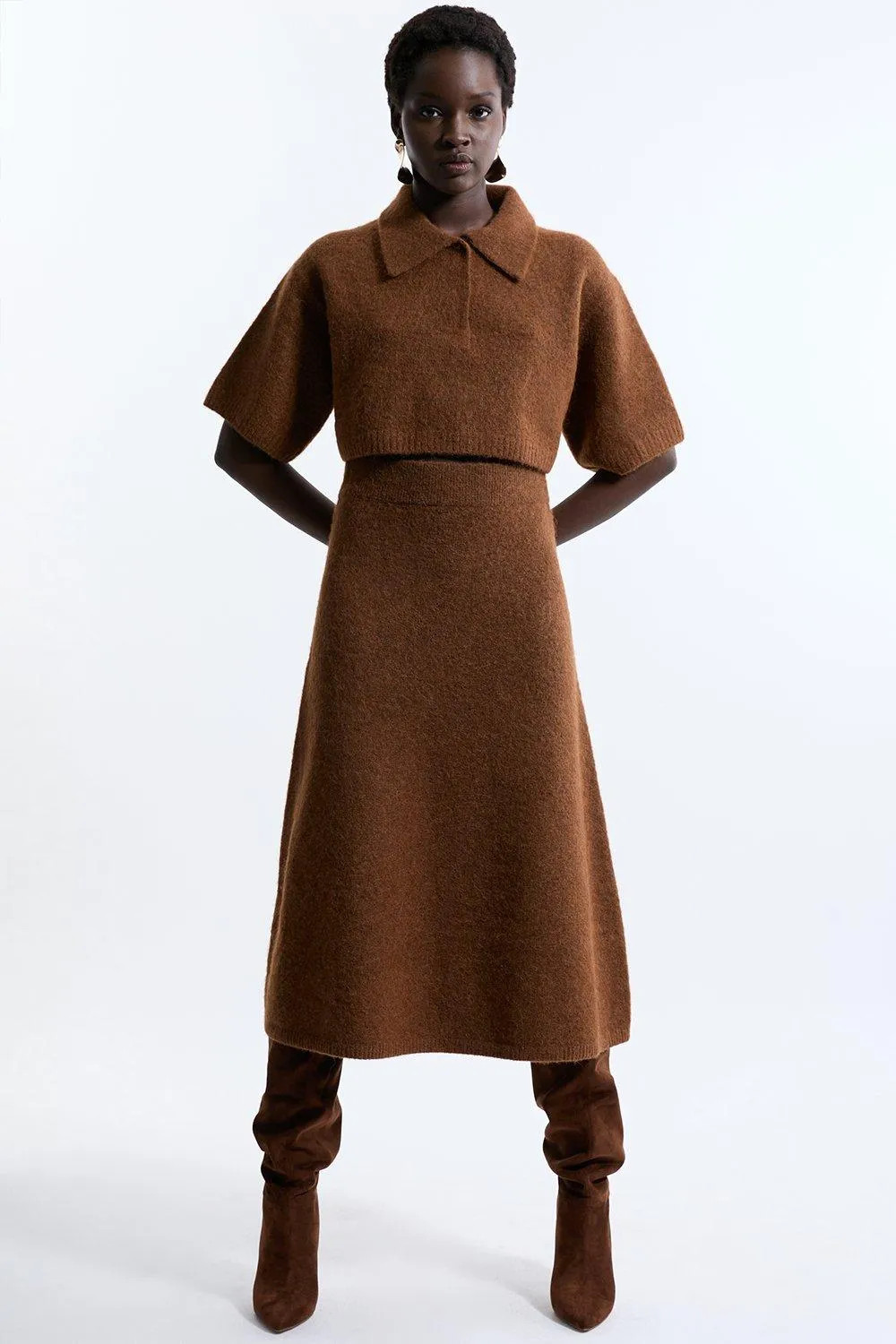 Alpaca Wool Fluffy Full Knit Skirt | Karen Millen UK + IE + DE + NL