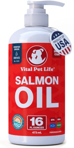 Salmon Oil for Dogs & Cats, Healthy Skin & Coat, Liquid Fish Omega 3, 16 oz | Amazon (US)