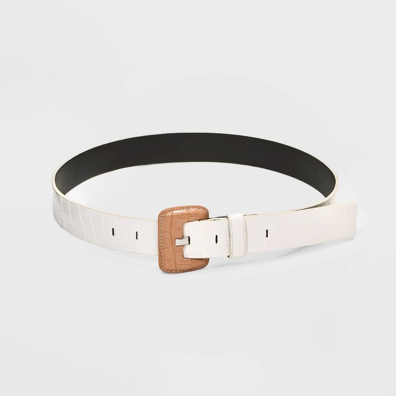 Women&#39;s Colorblock Covered Buckle Belt - A New Day&#8482; White S | Target
