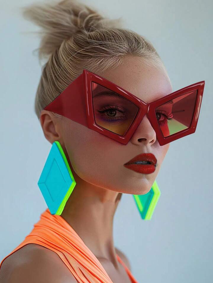 1pc Personalized Oversized Frame Cat Eye Fashion Glasses, European And American Personalized Hip-... | SHEIN