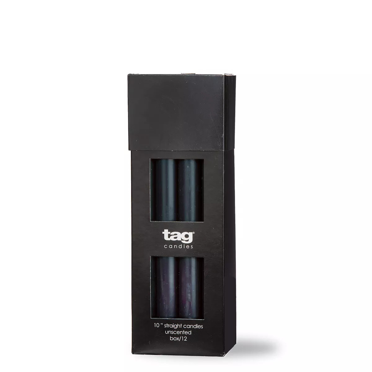 TAG Color Studio 10" Straight Taper Unscented Smokeless Paraffin Wax Candle Black, Burn Time 10 h... | Target