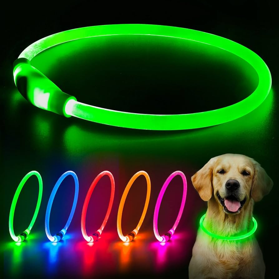 Flashseen LED Dog Collar, USB Rechargeable Glowing Lighted Up Collar, Cuttable Water-Resistant TP... | Amazon (US)