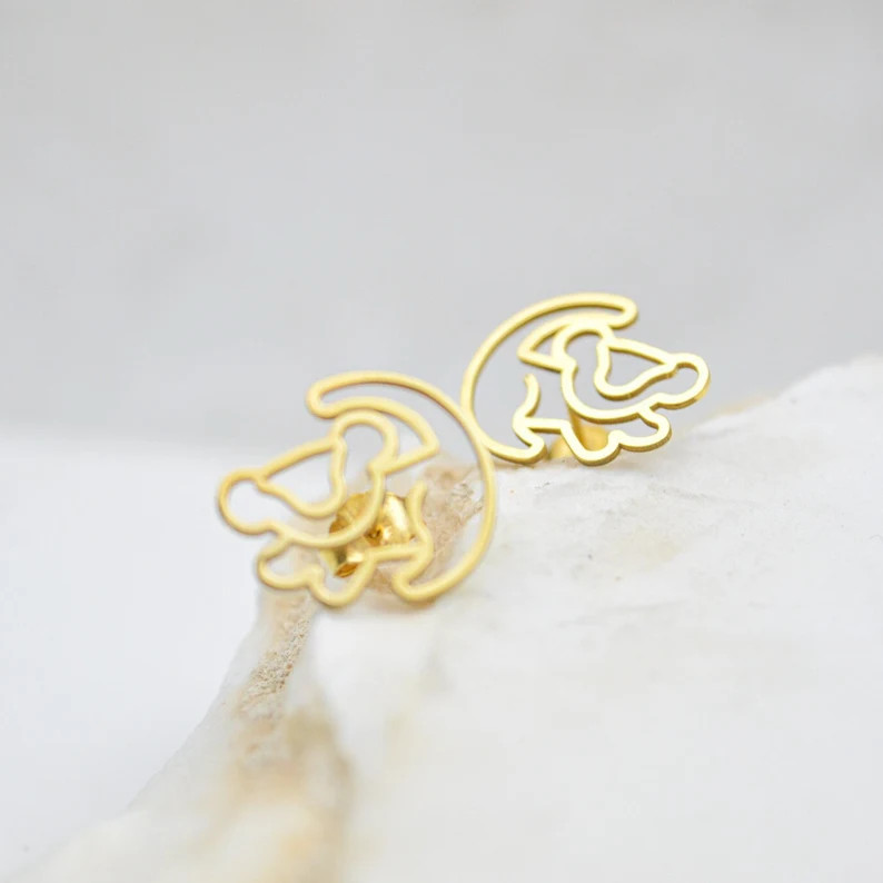 LION KING EARRINGS, Disney Earrings, Minimalist Stud Earrings, Mothers Day Gift, Dainty Animal Ea... | Etsy (US)