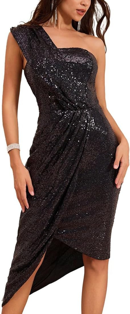One Shoulder Sequin Dress Wedding Guest Dress | Amazon (US)