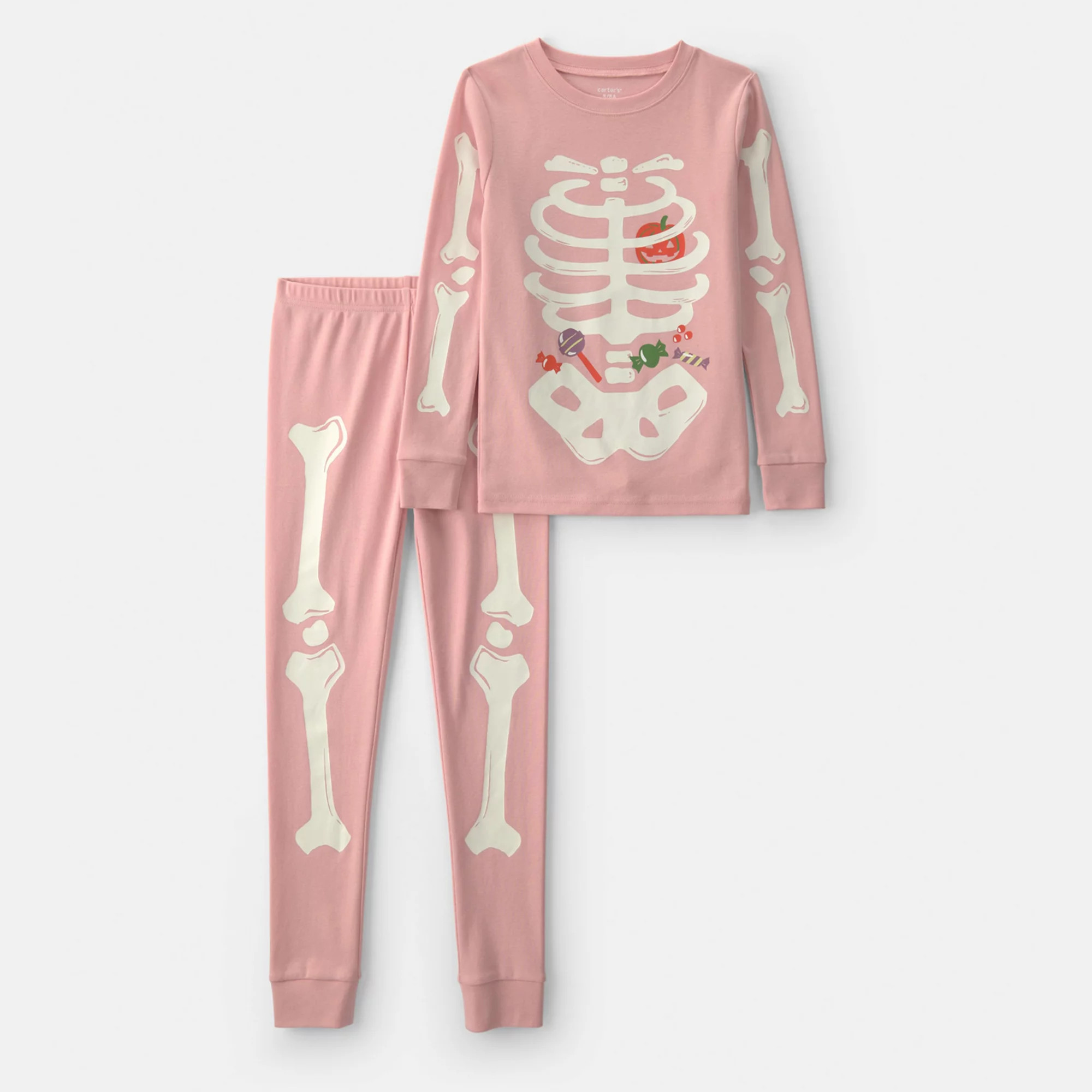 Girls 4-14 Carter's 2-Piece Halloween Skeleton Pajama Top & Pajama Bottom Set, Kids Unisex, Size: 6, Pink Skeleton | Kohl's