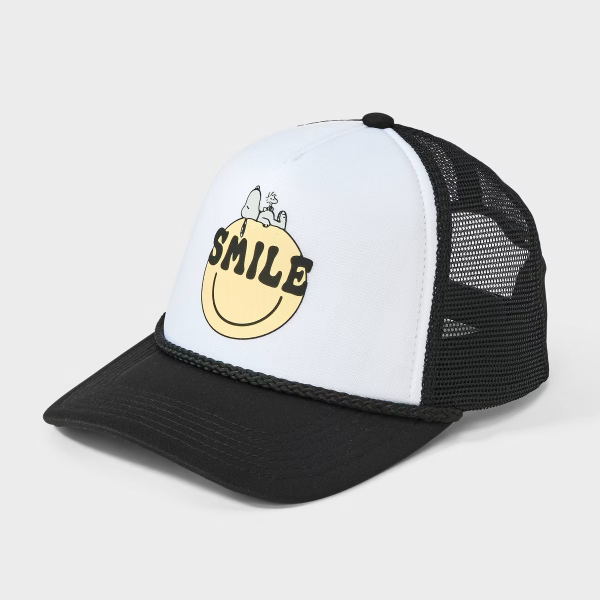 Girls' Peanuts Snoopy Smile Trucker Hat - Black | Target