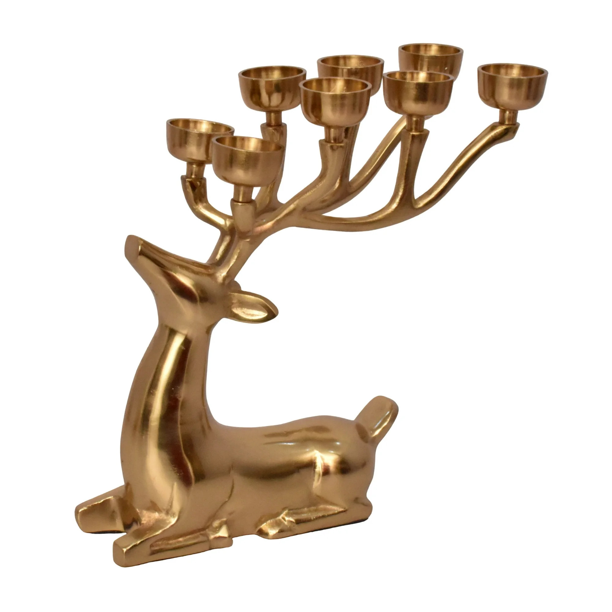 Cast Aluminum Sitting Reindeer Tealight Holder, Gold, 14", by My Texas House | Walmart (US)