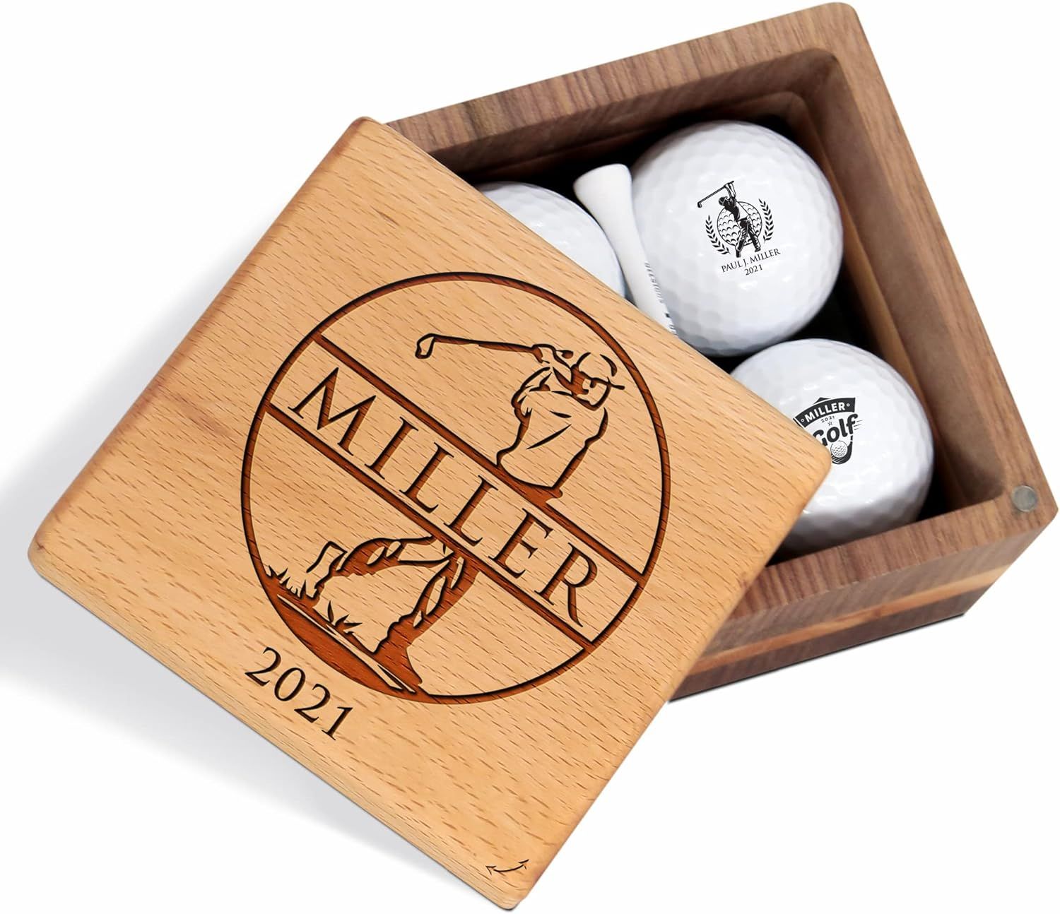 Personalized Golf Gift for Men Women - Custom Golf Set with Nice Balls and Luxury Wooden Box - Un... | Amazon (US)