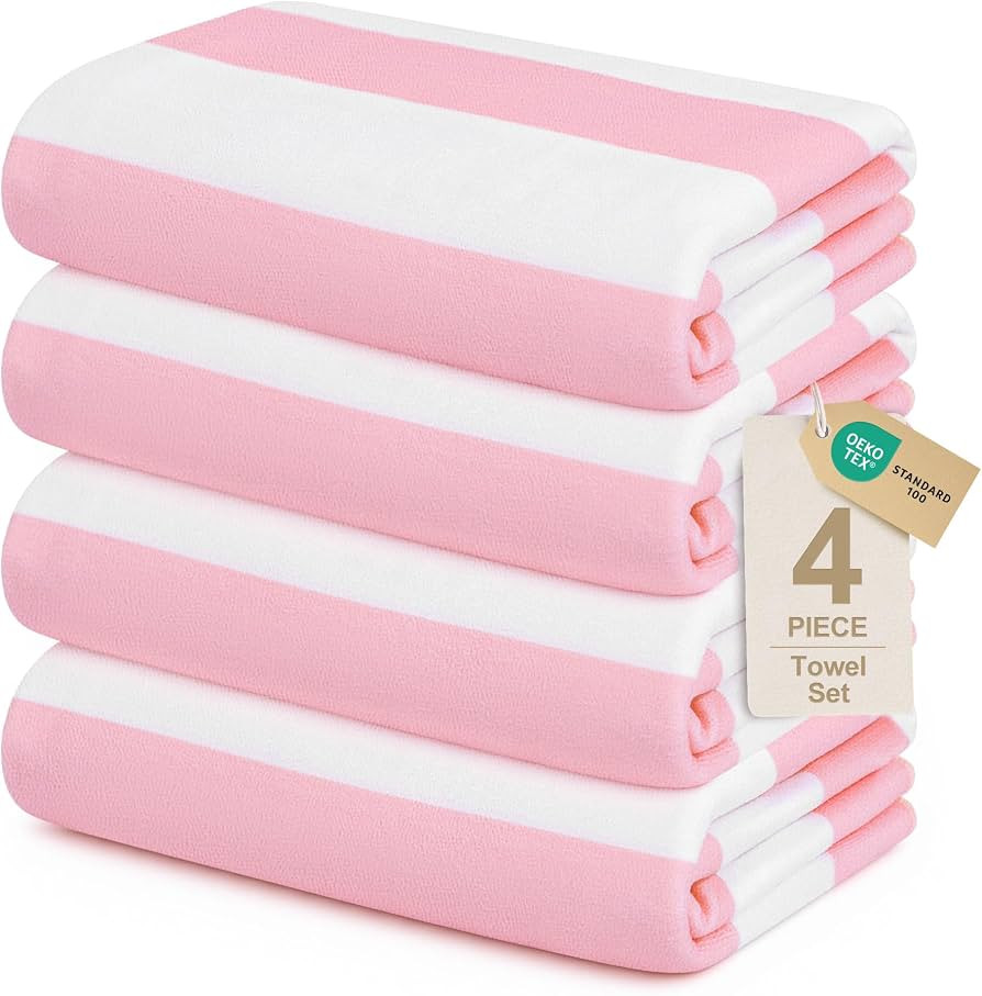 Touchat 4 Pack Beach Towels Oversized 30'' x 60'' Microfiber Pool Swim Bath Camping Travel Cabana... | Amazon (US)