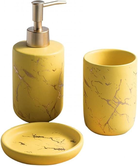 Ceramics Creative Golden Black Marble Pattern Marble Bathroom Accessories Set,3 Pieces Include So... | Amazon (US)