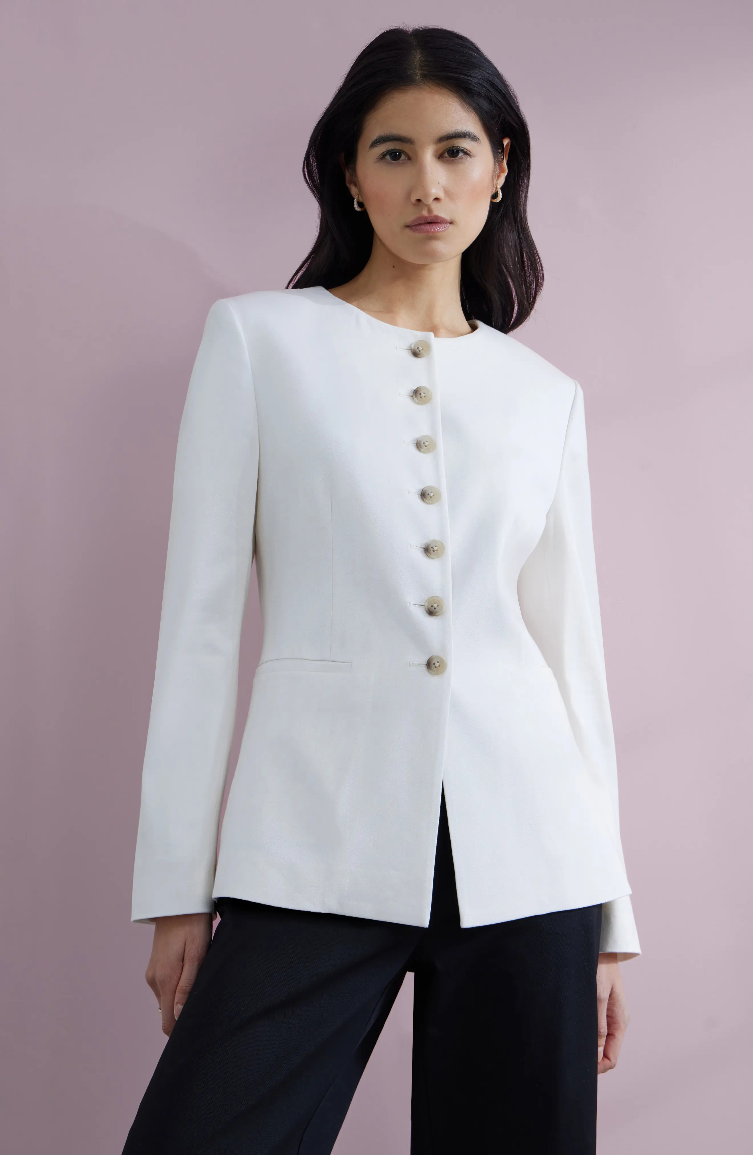 Collarless Linen Blend Blazer (Women) | Nordstrom | Nordstrom
