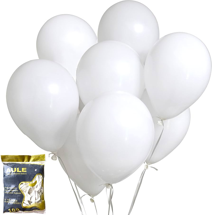 100 pcs 12 Inch White Balloons Helium Shiny Thicken Matte White Latex Balloons Party Decoration (... | Amazon (US)