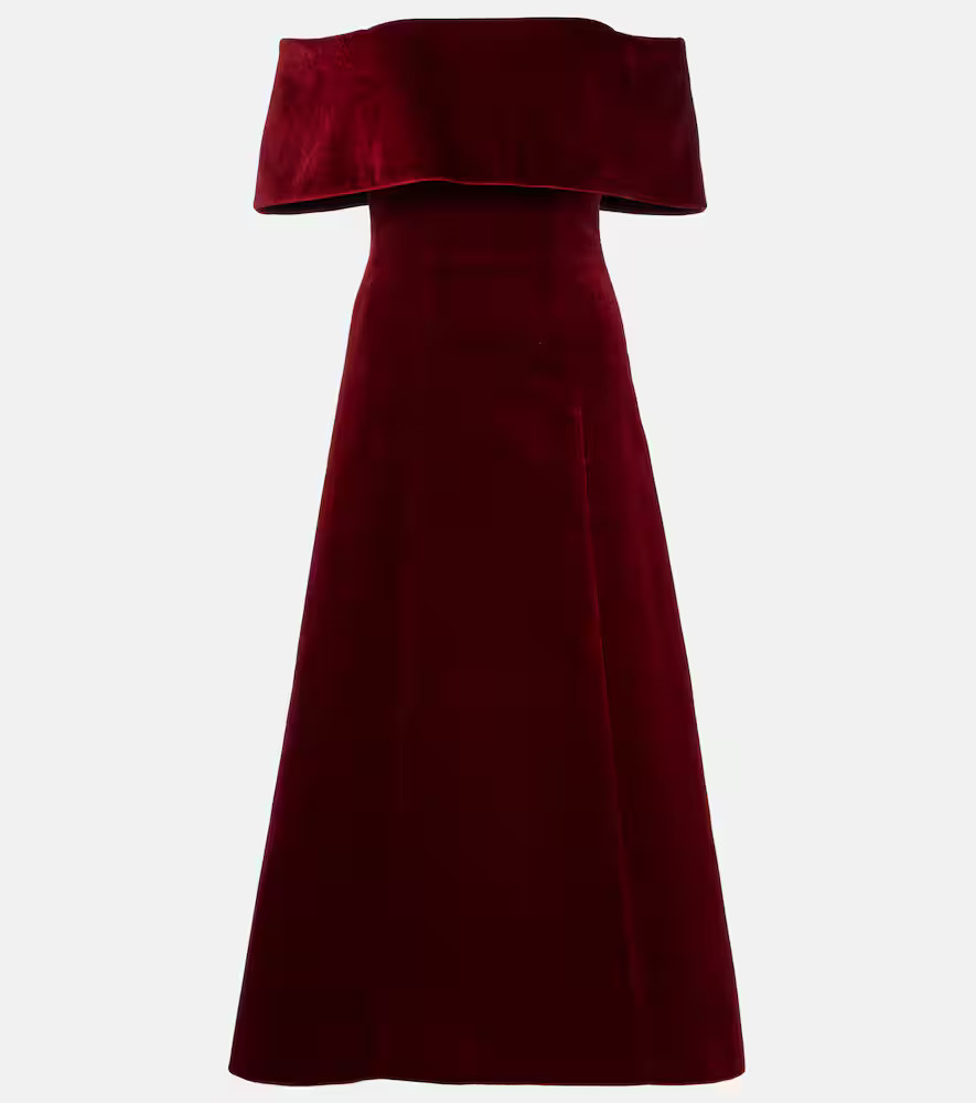 Emilia Wickstead Carita off-shoulder cotton velvet midi dress | Mytheresa (US/CA)