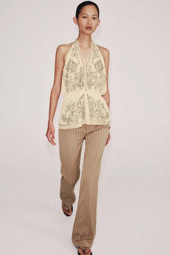 TOP HALTER BRODÉ ZW COLLECTION LIMITED EDITION | Zara US