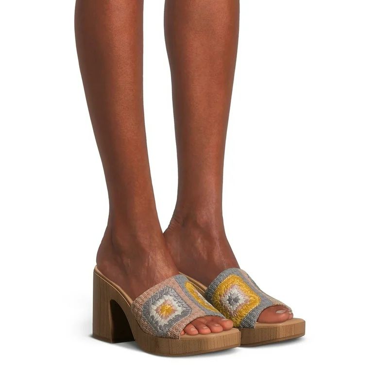 No Boundaries Women's Crochet Heel Sandals - Walmart.com | Walmart (US)