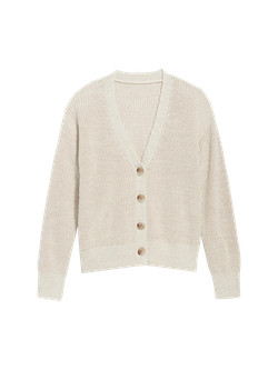 Lightweight Cotton and Linen-Blend Shaker-Stitch Cardigan Sweater for Women | Gap (US)