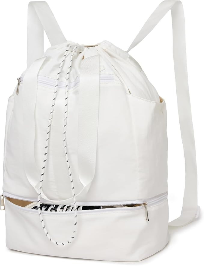 seyfocnia Drawstring Gym Backpack with Shoe Compartment, String Gym Bag Sackpack for Women Waterp... | Amazon (US)