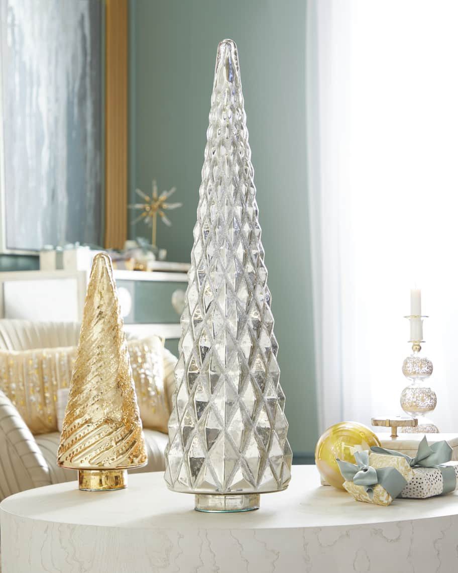 Neiman Marcus 30" Mercury Glass Tree in Silver w/ Glitter | Neiman Marcus