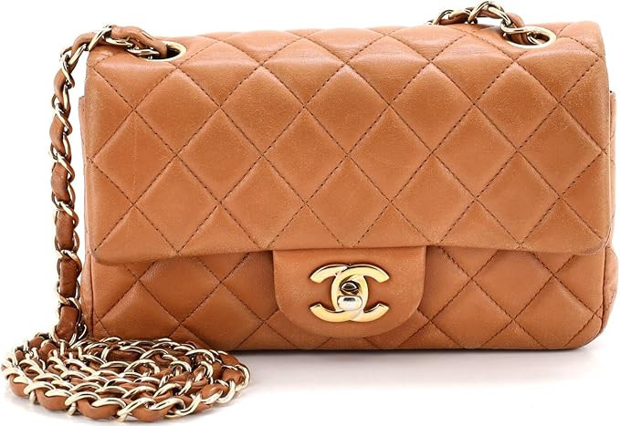 Amazon.com: Chanel, Pre-Loved Classic Single Flap Bag Quilted Lambskin Mini, Brown : Amazon Luxur... | Amazon (US)