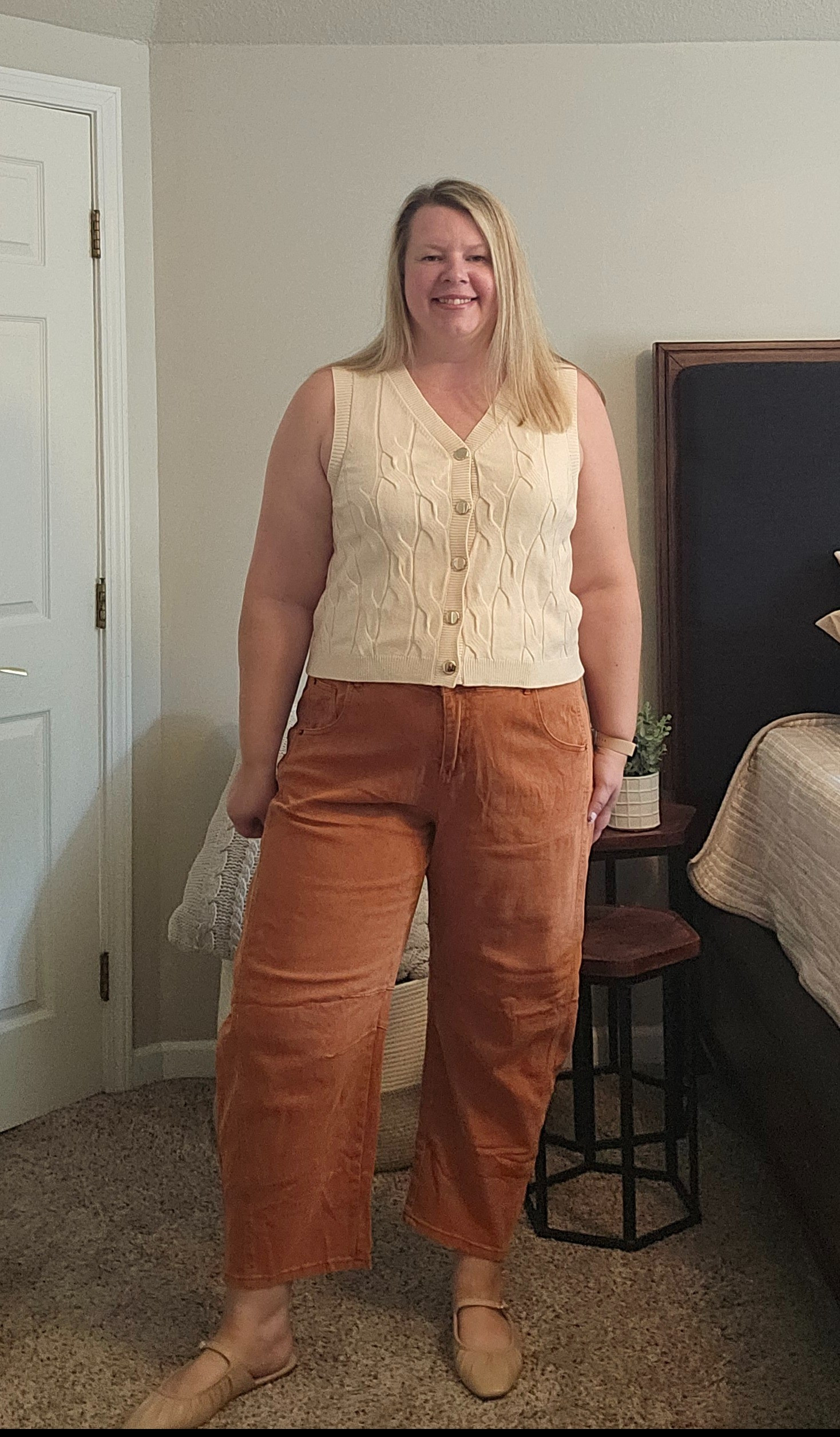 Sweater vest xxlBarrel jeans xxlMules size 11Fall looks.

#LTKMidsize #LTKFindsUnder50 #LTKStyleTip