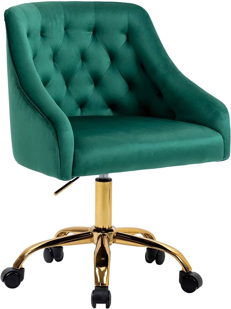 MOJAY Velvet Office Swivel Chair, Vanity Chair, Fabric Desk Chair, Pretty Fancy Chair, Gold Offic... | Amazon (US)