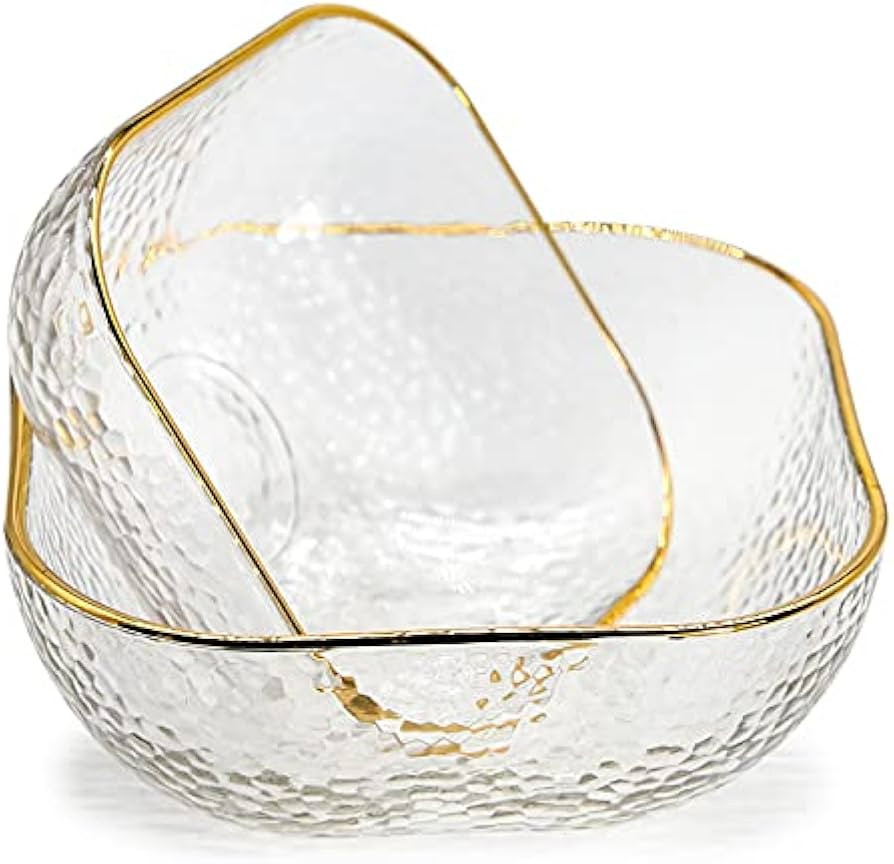 TOSSOW Square Glass Mixing Bowl Set of 2, Serving Bowls All Purpose Transparent Salad Bowls, Cond... | Amazon (US)