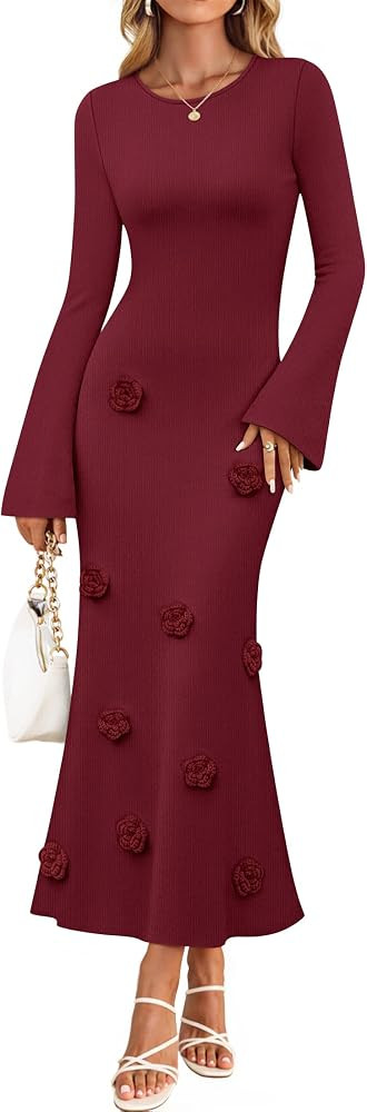 ZESICA Winter Wedding Guest Sweater Dresses for Women 2025 Elegant Formal Long Sleeve Cocktail Mi... | Amazon (US)