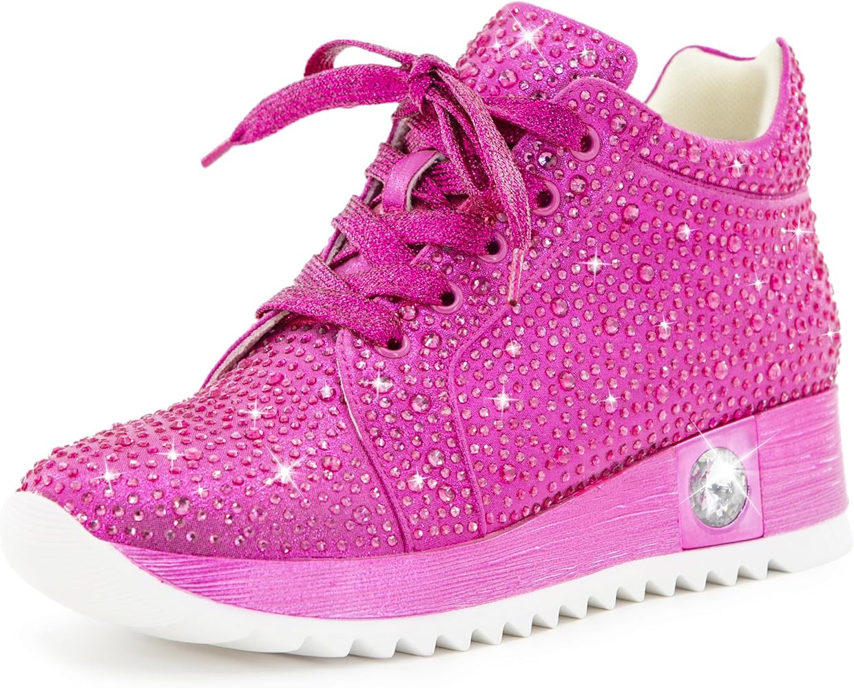 Women's Glitter Sneakers, Sparkly Rhinestone High Top Platform Wedge Sneakers, Sequin Trendy Shoe... | Amazon (US)