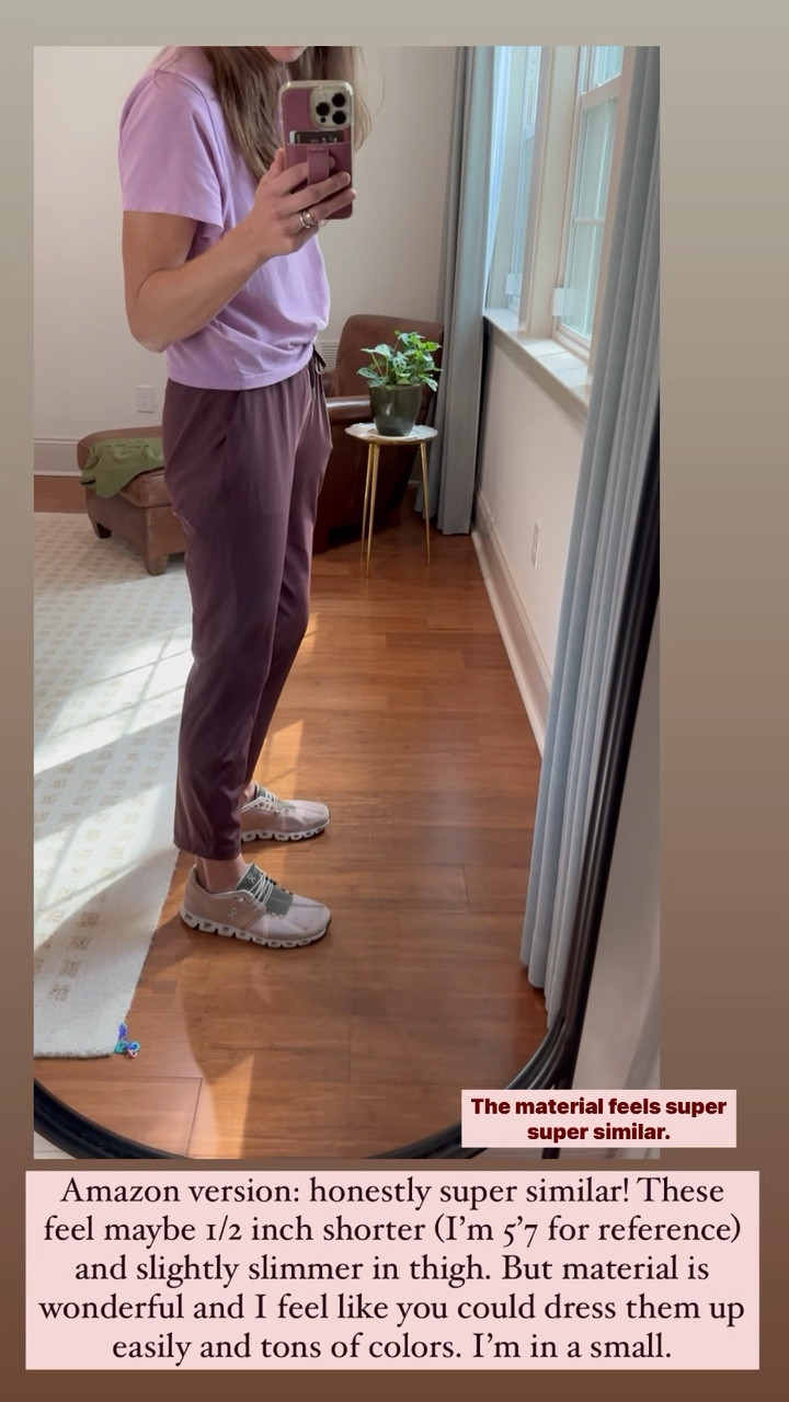 This is the Lululemon look-a-like that I found on Amazon! I really love the deep pockets and that they can be dressed up or down. The material is pretty much the same 👌🏼 I’m wearing a small and they run a little slimmer on the thigh 

#LTKfitness #LTKxPrime