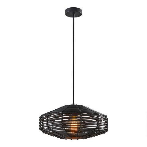 Black Rattan Kimo Pendant Lamp | World Market